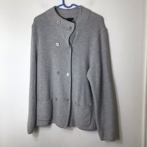 Talbots Lambswool cardigan sweater women xl grey classic soft - Picture 1 of 6